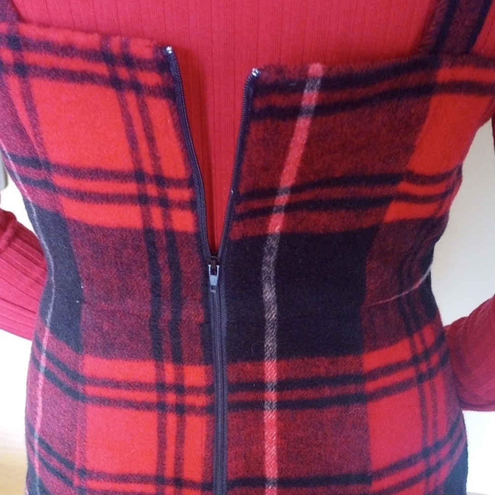 Red Plaid Dress - Classic Plaid Layering Piece - Picture 8 of 12